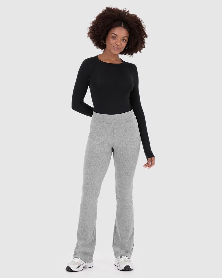 Calça Básica Feminina Flare Em Algodão