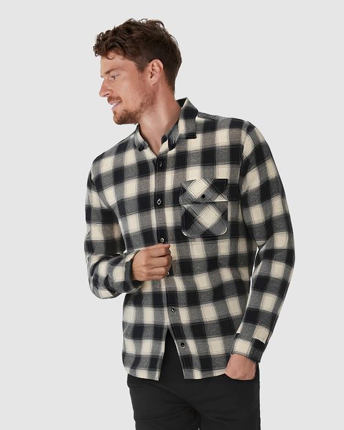 Camisa Masculina Xadrez Bolso Peitoral Em Flanela