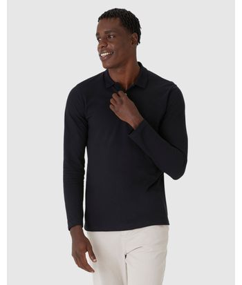 Camisa Polo Masculina Manga Longa Em Piquet Premium