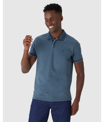Camisa Polo Masculina Manga Curta Em Malha Texturizada
