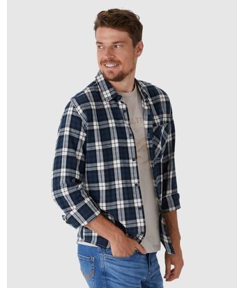 Camisa Masculina Manga Longa Estampa Xadrez Em Algodão Flanelado