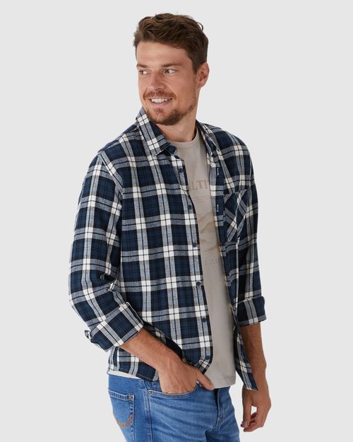 Camisa Masculina Manga Longa Estampa Xadrez Em Algodão Flanelado