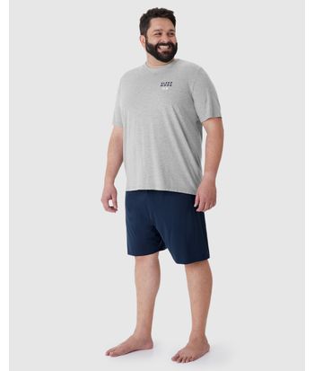 Pijama Masculino Plus Size Camiseta Manga Curta Sleep Mode Em Algodão