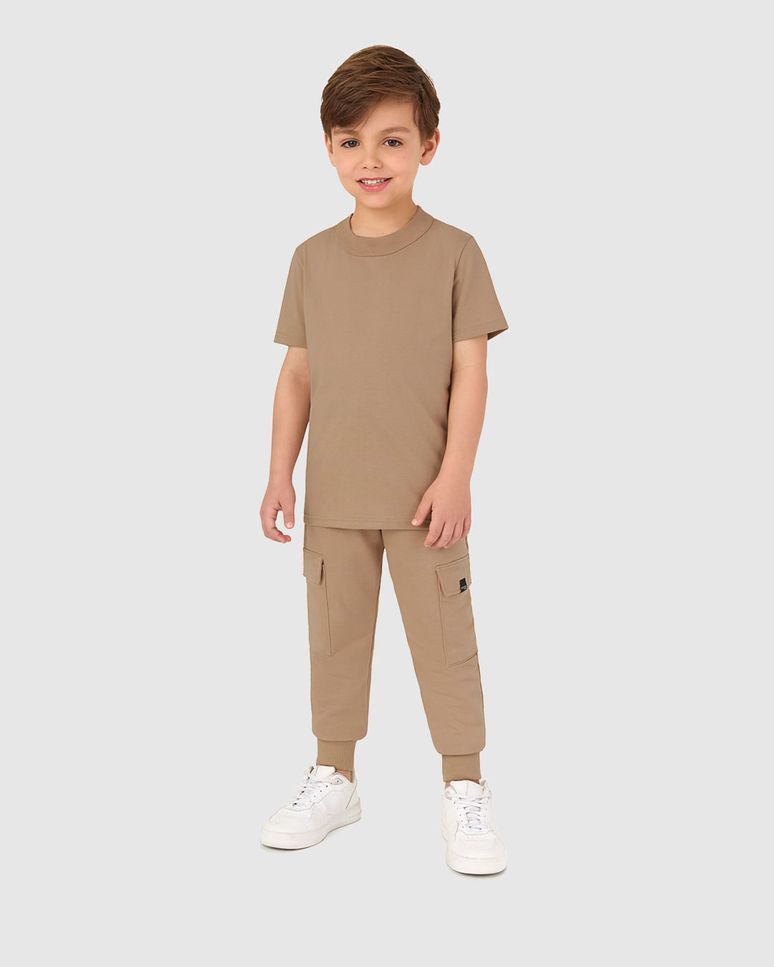 Calça Infantil Menino Bolso Funcional Lateral Em Moletinho Malwee Kids