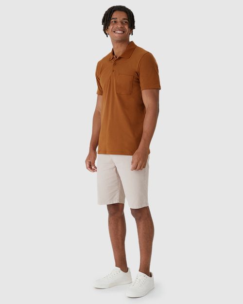 Camisa Polo Básica Masculina Gola Esporte E Bolso Piquet Stretch