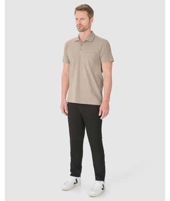 Camisa Polo Básica Masculina Gola Esporte E Bolso Piquet Stretch