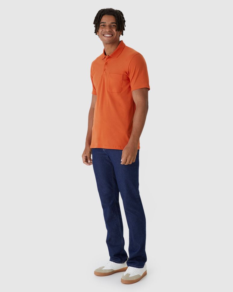 Camisa Polo Básica Masculina Gola Esporte E Bolso Piquet Stretch