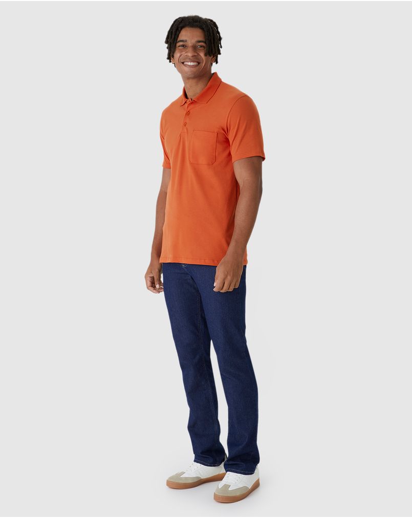 Camisa Polo Básica Masculina Gola Esporte E Bolso Piquet Stretch