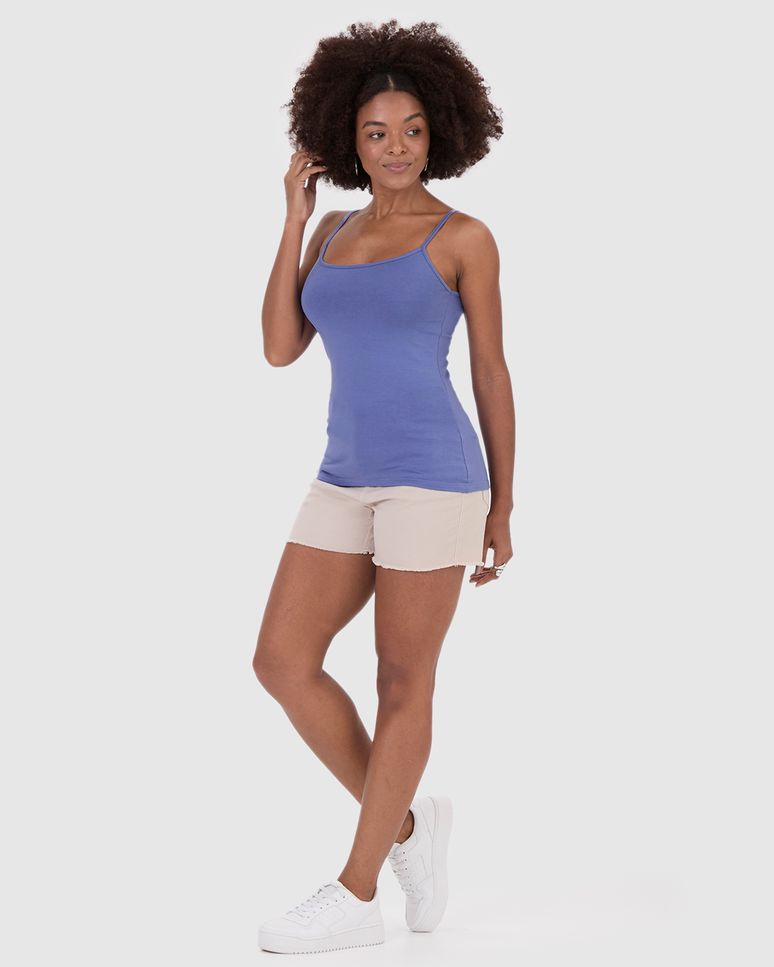 Regata Básica Feminina Alça Fina Em Algodão