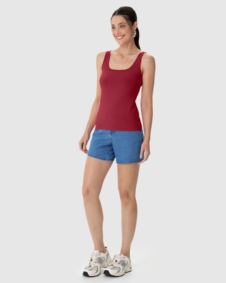 Regata Básica Feminina Alça Média Em Algodão