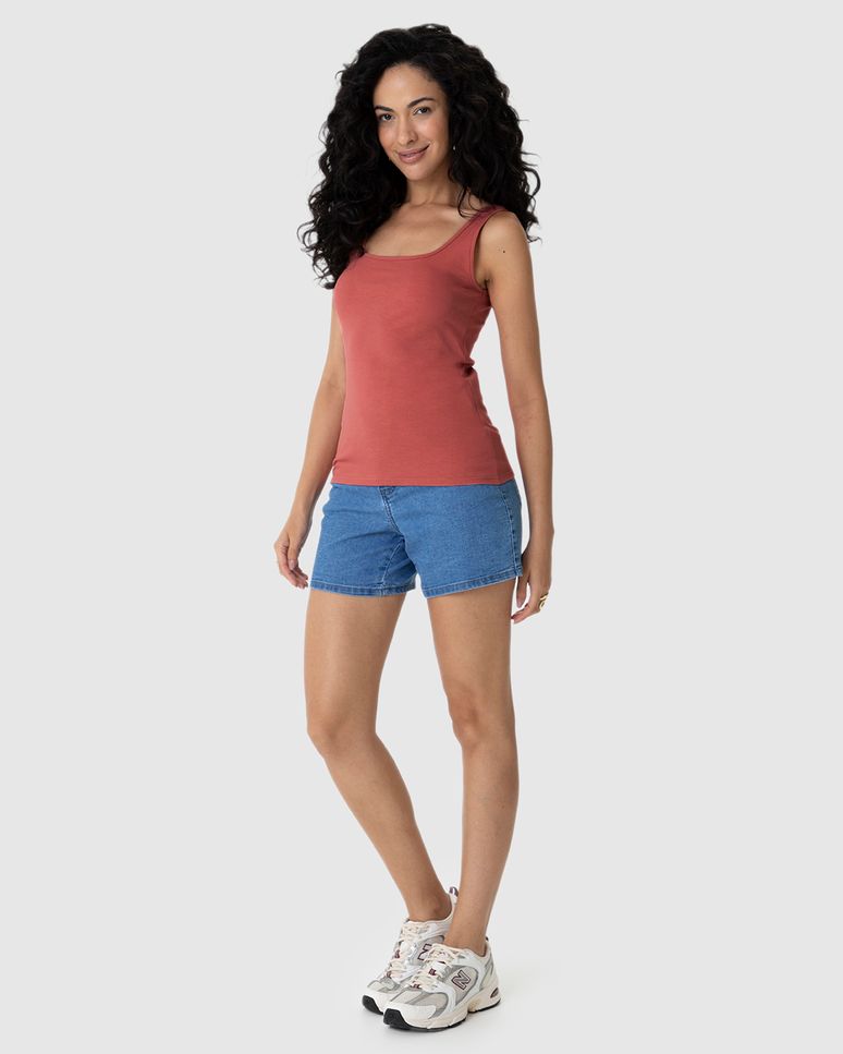 Regata Básica Feminina Alça Média Em Algodão