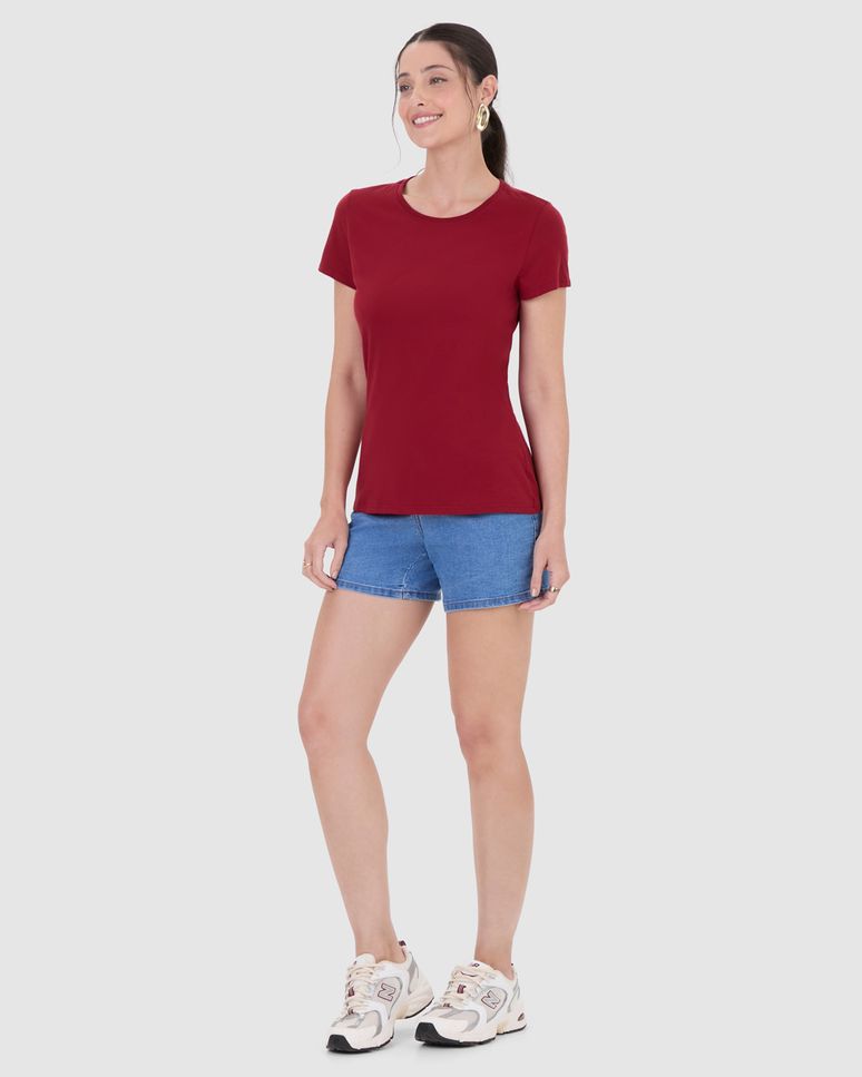 Blusa Básica Feminina Baby Look Em Algodão