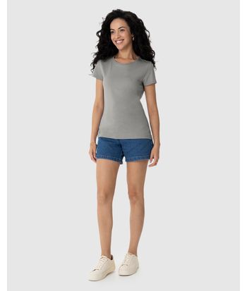 Blusa Básica Feminina Baby Look Em Algodão