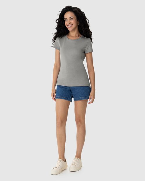 Blusa Básica Feminina Baby Look Em Algodão