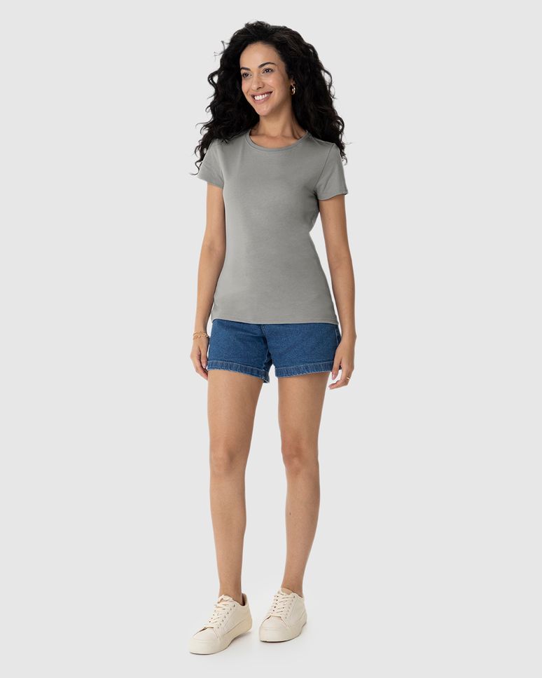 Blusa Básica Feminina Baby Look Em Algodão