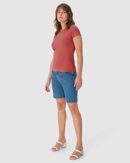 Blusa Básica Feminina Baby Look Em Algodão