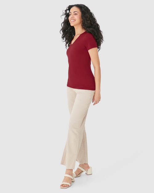 Blusa Básica Feminina Decote V Em Algodão
