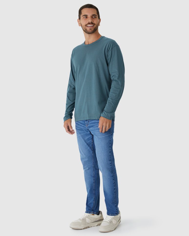 Camiseta Básica Masculina Manga Longa Em Algodão