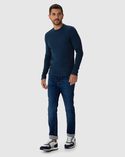 Camiseta Básica Masculina Manga Longa Em Ribana