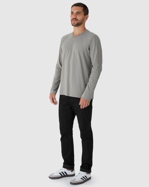 Camiseta Básica Masculina Decote V Manga Longa  Em Algodão