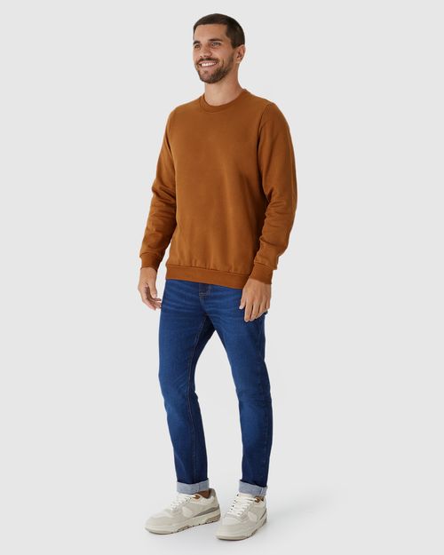 Blusão Básico Masculino Decote Redondo Em Moletom Flanelado