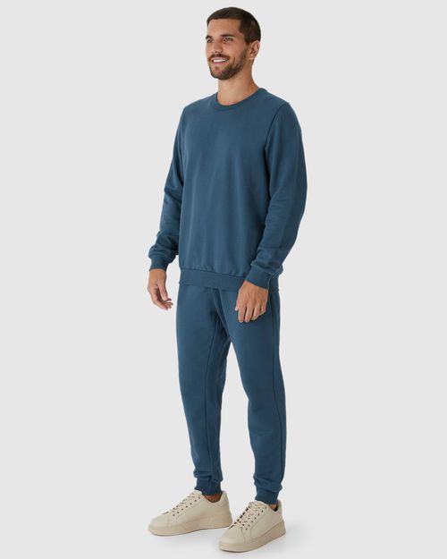 Blusão Básico Masculino Decote Redondo Em Moletom Flanelado