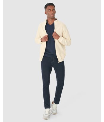 Jaqueta Básica Masculina Gola Alta Em Moletom Flanelado