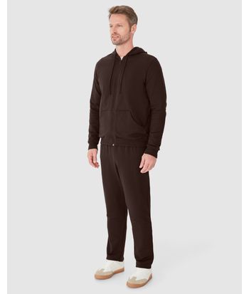 Jaqueta Básica Masculina Com Capuz Em Moletom Flanelado