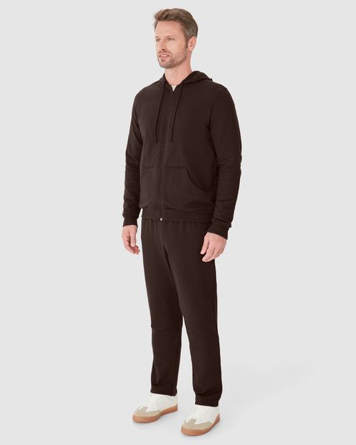 Jaqueta Básica Masculina Com Capuz Em Moletom Flanelado