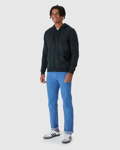 Jaqueta Básica Masculina Com Capuz Em Moletom Flanelado