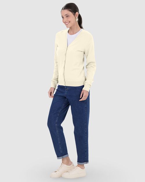 Cardigan Básico Feminino Decote V Em Tricô