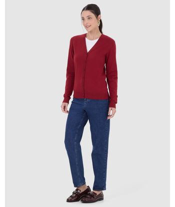 Cardigan Básico Feminino Decote V Em Tricô