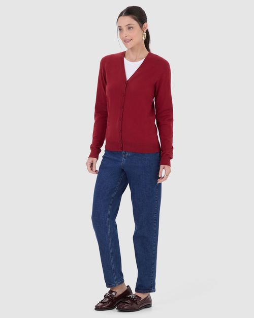 Cardigan Básico Feminino Decote V Em Tricô