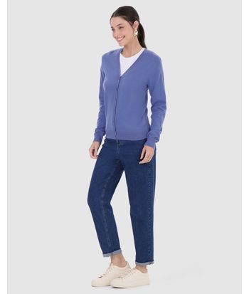 Cardigan Básico Feminino Decote V Em Tricô