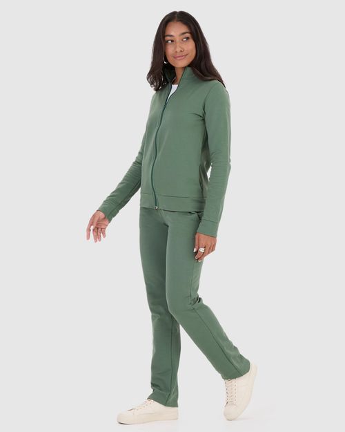 Jaqueta Básica Feminina Gola Alta Moletom Stretch Flanelado