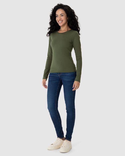 Blusa Básica Feminina Decote Redondo Em Algodão