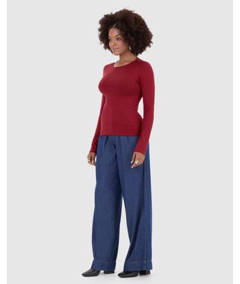 Blusa Básica Feminina Decote Redondo Em Algodão