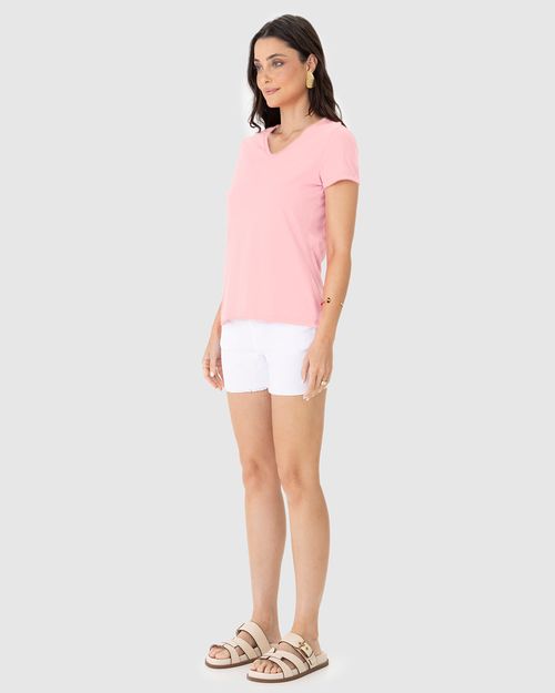 Blusa Básica Feminina Decote V Em Algodão