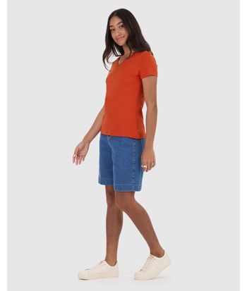 Blusa Básica Feminina Decote V Em Algodão