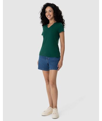 Blusa Básica Feminina Decote V Em Algodão