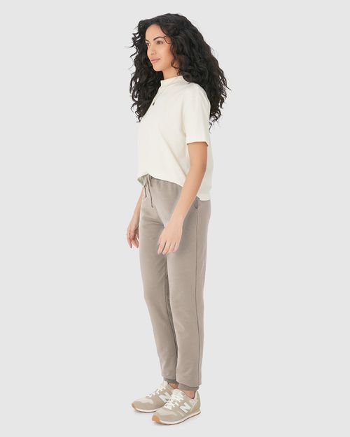 Calça Básica Feminina Jogger Bolso Faca Em Moletom Stretch Flanelado
