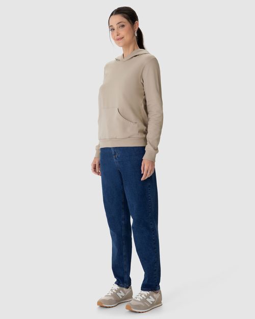 Blusão Básico Feminino Com Capuz Moletom Stretch Flanelado