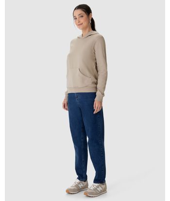 Blusão Básico Feminino Com Capuz Moletom Stretch Flanelado
