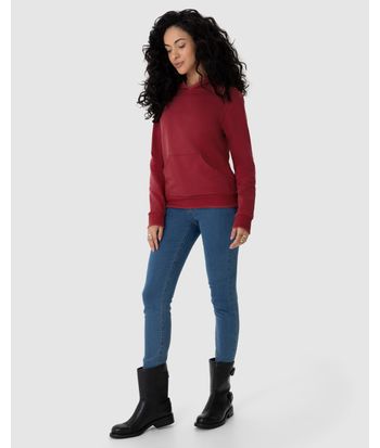 Blusão Básico Feminino Com Capuz Moletom Stretch Flanelado