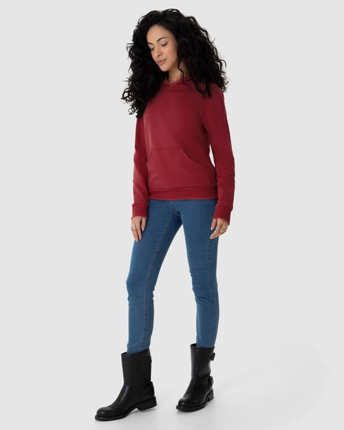 Blusão Básico Feminino Com Capuz Moletom Stretch Flanelado