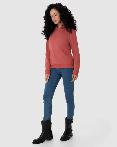 Blusão Básico Feminino Com Capuz Moletom Stretch Flanelado