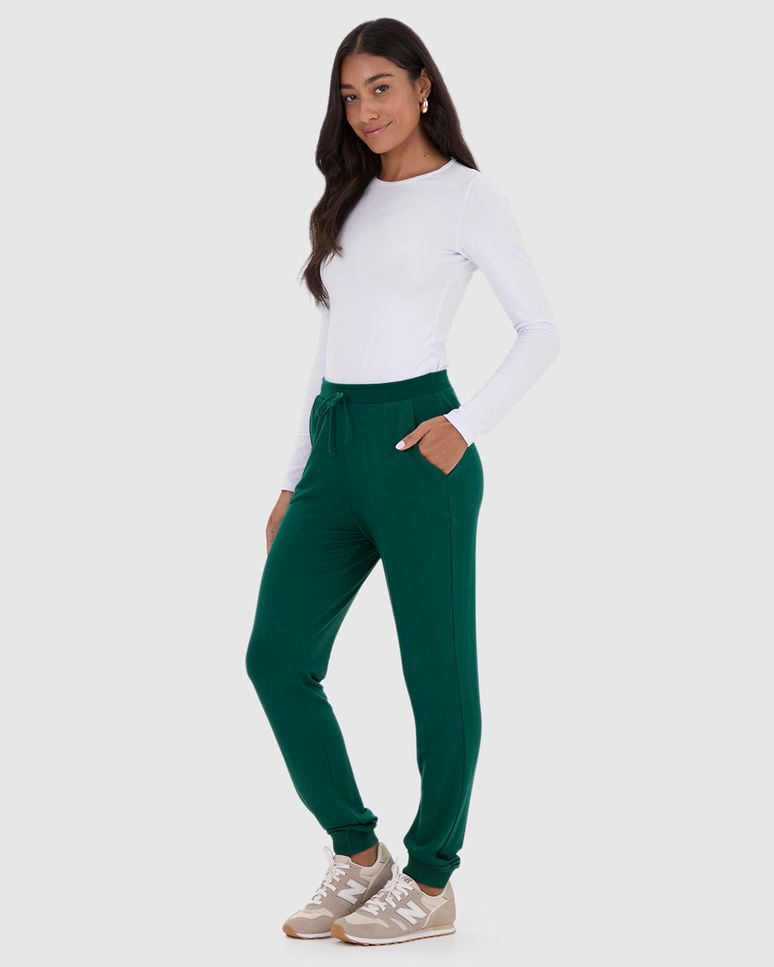 Calça Básica Feminina Jogger Em Moletinho De Viscose