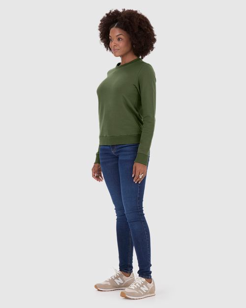 Blusão Básico Feminino Manga Longa Em Moletom Stretch