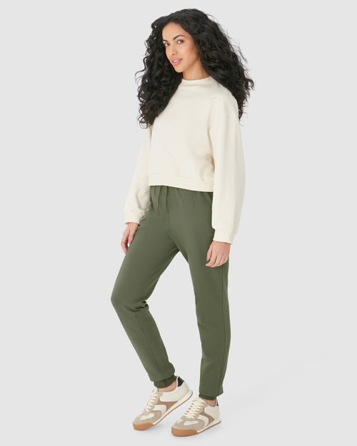 Calça Básica Feminina Jogger Em Moletom Stretch