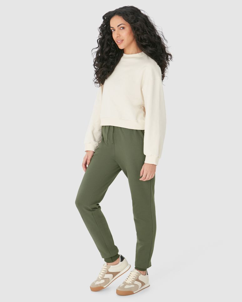 Calça Básica Feminina Jogger Em Moletom Stretch